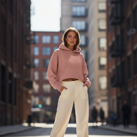 Cropped Oversized Hoodie - Dusty Rose