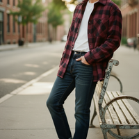 Flannel Shirt - Burgundy Navy