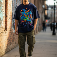 Graphic Oversized T-Shirt - Navy Blue