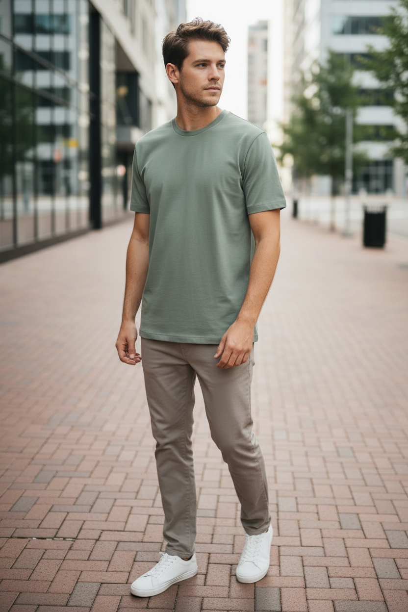 Minimal Plain Tee - Sage Green
