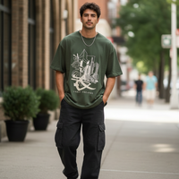 Oversized Graphic Tee - Olive Green