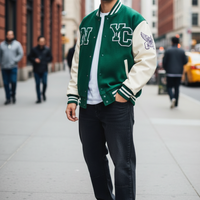 Oversized Varsity Jacket - Forest Green