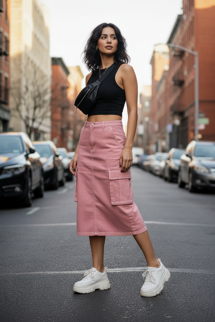 Street Cargo Skirt - Dusty Rose