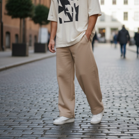 Wide-Leg Joggers - Sand Beige